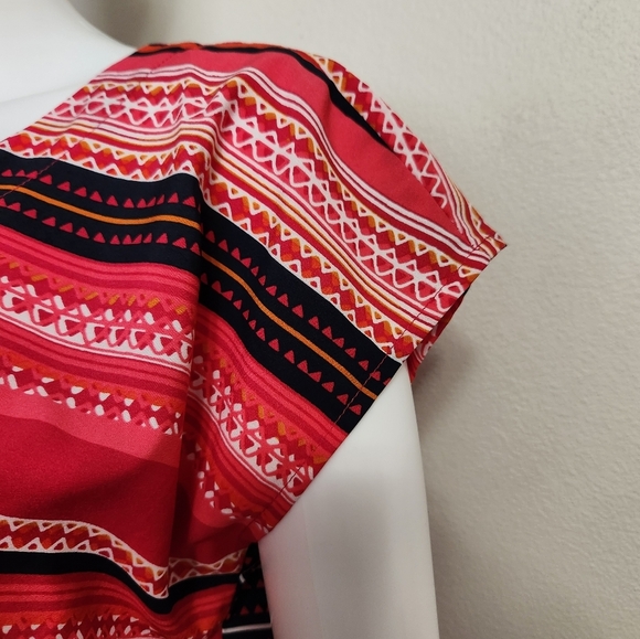 Red Merona geometric print dress size large - Picture 4 of 10